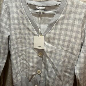 Sioni Light Gray Checkered Cardigan